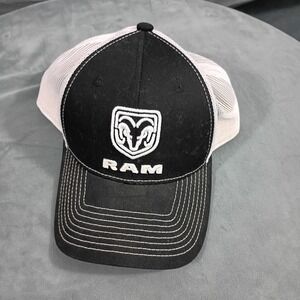 Dodge Ram Trucks Trucker Hat Black White Mesh Snapback Baseball Cap Logo 0574